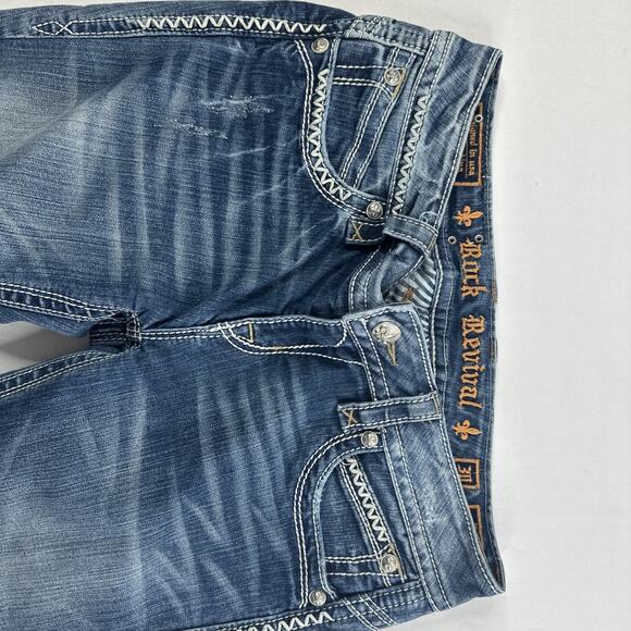 Rock Revival Betty Skinny Jeans Women Size 31 Blue Medium Wash AK12 Distressed  - Picture 10 of 13